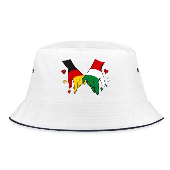 Germany Hungary Flag Holding Hands - Bucket Hat - white/navy - Front