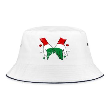 Hungary flag holding hands used - Bucket Hat - white/navy - Front