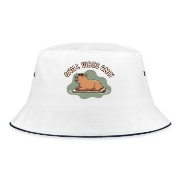 Chill Vibes Only Capybara Watershine - Bucket Hat - white/navy - Front