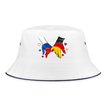 Russia Germany Flag Holding Hands - Bucket Hat - white/navy - Front