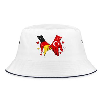 Germany Turkey Flags Holding Hands Used - Bucket Hat - white/navy - Front