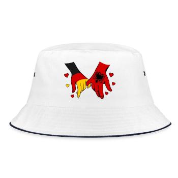 Germany Albania Flag Holding Hands - Bucket Hat - white/navy - Front