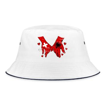 Switzerland Albania flag holding hands used - Bucket Hat - white/navy - Front