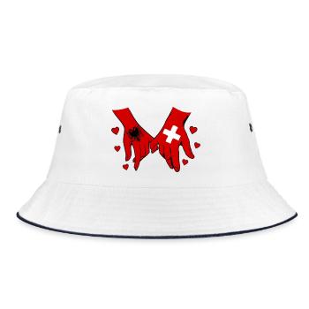 Albania Switzerland Flag Holding Hands - Bucket Hat - white/navy - Front