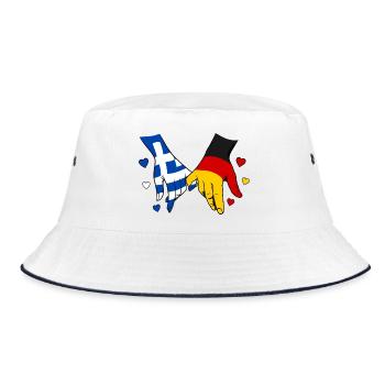 Greece Germany Flag Holding Hands - Bucket Hat - white/navy - Front
