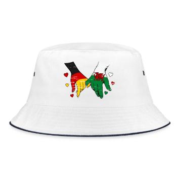 Deutschland_Wales_Flagge_Haendehalten_used - Bucket Hat - Weiß/Navy - Vorne