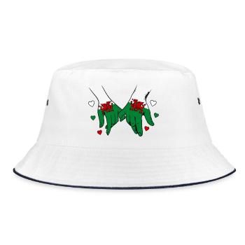 Wales_Flagge_Haendehalten - Bucket Hat - Weiß/Navy - Vorne