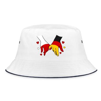 Polen_Deutschland_Flagge_Händehalten - Bucket Hat - Weiß/Navy - Vorne