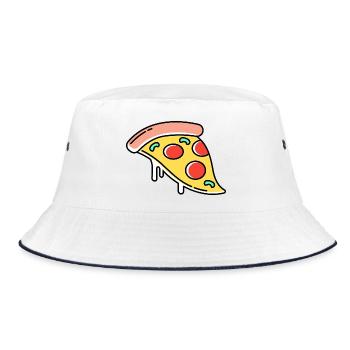 Pizza Icon - Bucket Hat - Weiß/Navy - Vorne