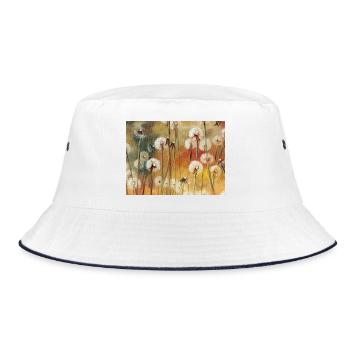 Autumn Dandelion Fluff Painting - Bucket Hat - white/navy - Front