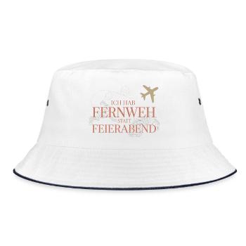  Ich Hab Fernweh Statt Feierabend Reise Spruch Für - Bucket Hat - Weiß/Navy - Vorne
