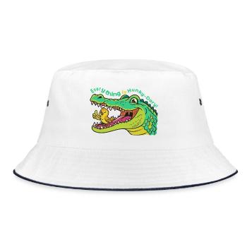 Kroko und Vogel: Everything is Hunky-Dory! - Bucket Hat - Weiß/Navy - Vorne