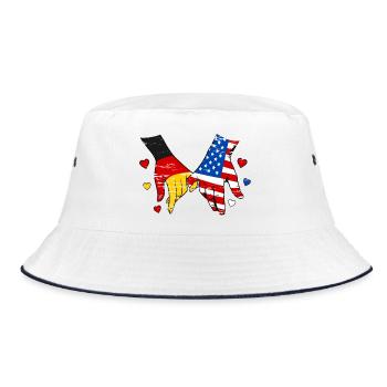 Deutschland USA Flagge Händehalten used - Bucket Hat - Weiß/Navy - Vorne