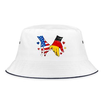 USA Germany Flags Hand Holding used - Bucket Hat - white/navy - Front
