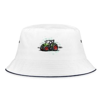 Tracteur vintage – cadeau Trekker en demi-teinte - Bob - blanc/marine - Devant