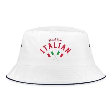Stolz darauf, Italiener mit gekreuzten Flaggen zu sein - Bucket Hat - Weiß/Navy - Vorne