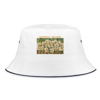 Summer Dreams - Daisy Basket Floral Composition - Bucket Hat - white/navy - Front