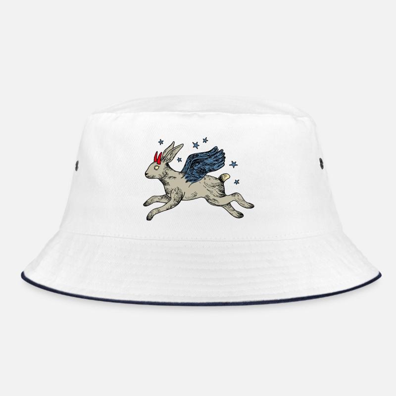 Winged hare in star flight Bucket Hat