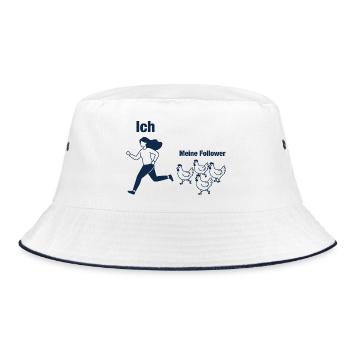 Hühner Bäuerin Landwirtin Ich und Meine Follower - Bucket Hat - Weiß/Navy - Vorne