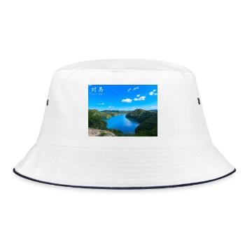 From Kaneda Castle in Tsuhima - Bucket Hat - white/navy - Front
