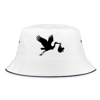 Cigogne avec bébé – Motif de cigogne - Bob - blanc/marine - Devant