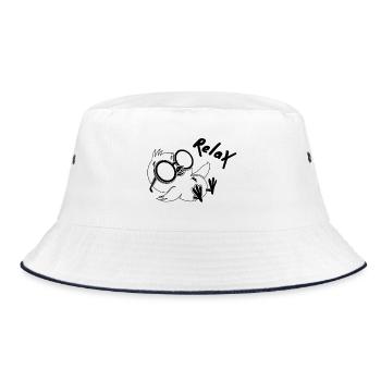 Chill Penguin Relax Funny Cute Cartoon Graphic Tee - Bucket Hat - Weiß/Navy - Vorne