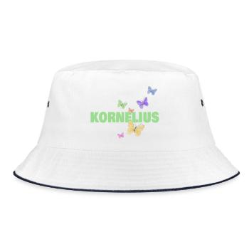 Kornelius mit Schmetterlingen - Bucket Hat - Weiß/Navy - Vorne
