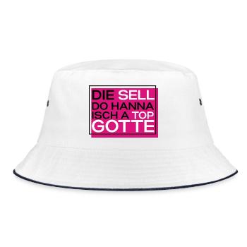 Schwäbisches Design für Gotte, Patentante, Gotti - Bucket Hat - Weiß/Navy - Vorne