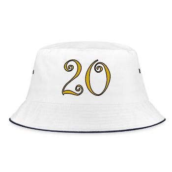 20. 20. JAHRESTAG. 20-JÄHRIGES JUBILÄUM. 20 JAHRE. - Bucket Hat - Weiß/Navy - Vorne
