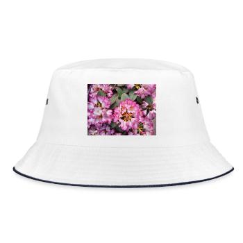 Knallpinker Rhododendron - Bucket Hat - Weiß/Navy - Vorne