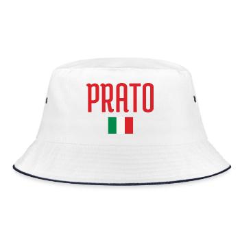 Prato Italy Bold Script - Bucket Hat - white/navy - Front