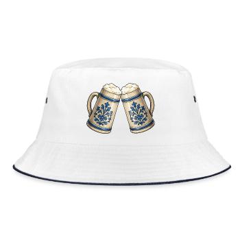 Beer Beer Mugs Ornament - Bucket Hat - white/navy - Front