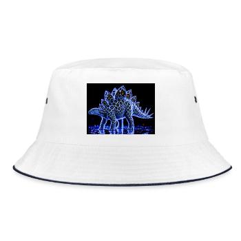 Neon Stegosaurus Glow Pattern - Bucket Hat - white/navy - Front
