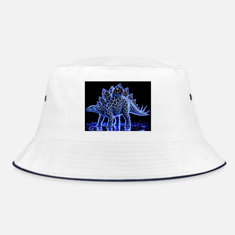 Neon Stegosaurus Glow Pattern Bucket Hat
