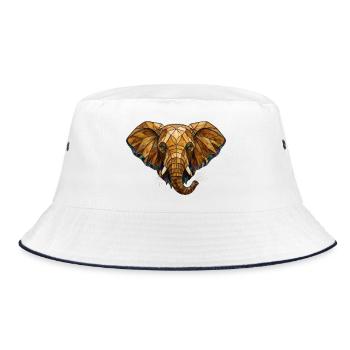 Stained Glass Elephant Portrait Mosaic Art - Bucket Hat - white/navy - Front