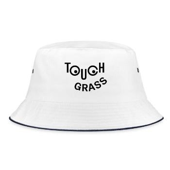 Touch Grass Happy Face - Bucket Hat - white/navy - Front