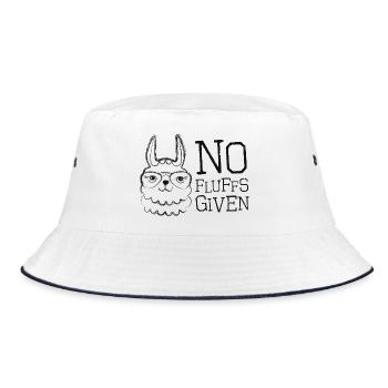 Llama with Glasses No Fluffs Given - Bucket Hat - white/navy - Front