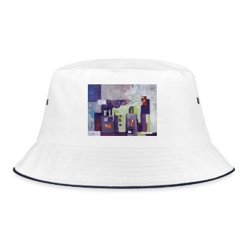 Stadt in gedämpften Farben - Bucket Hat - Weiß/Navy - Vorne