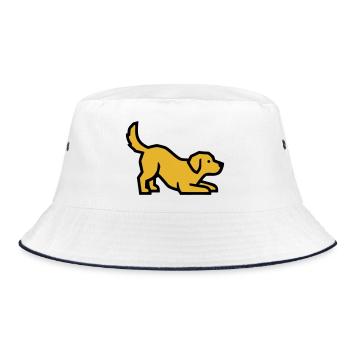 Playing Dog Golden Retriever Labrador Puppy - Bucket Hat - white/navy - Front