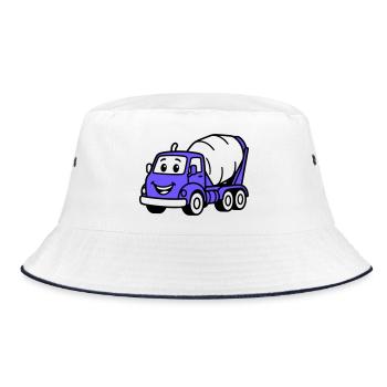 Construction Wagon Kids - Bucket Hat - white/navy - Front