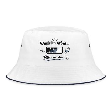 Windel in Arbeit - Bitte warten - Bucket Hat - Weiß/Navy - Vorne