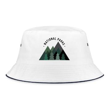 National Park Nature Mountains Forest Hiking Excursion - Bucket Hat - white/navy - Front