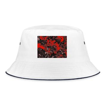 Crimson Branches in Noir Bloom - Bucket Hat - white/navy - Front