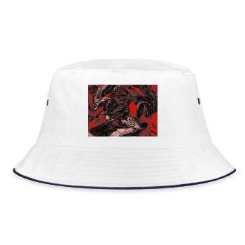 Red Marble Swirl Pattern - Bucket Hat - white/navy - Front