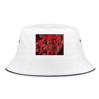 Red Marble Square Overlay - Bucket Hat - white/navy - Front