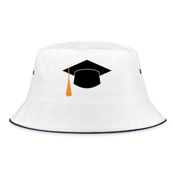 Abschlussmütze - Bucket Hat - Weiß/Navy - Vorne