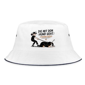 Berner Sennenhund Spruch Hundehalterin Humor - Bucket Hat - Weiß/Navy - Vorne