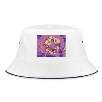 Pastel Blossoms Gold Sketch - Bucket Hat - white/navy - Front