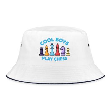 Cool Boys play Chess coole Jungs spielen Schach  - Bucket Hat - Weiß/Navy - Vorne