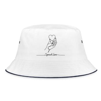 Spread Love - Minimalist Heart Line Art - Bucket Hat - white/navy - Front